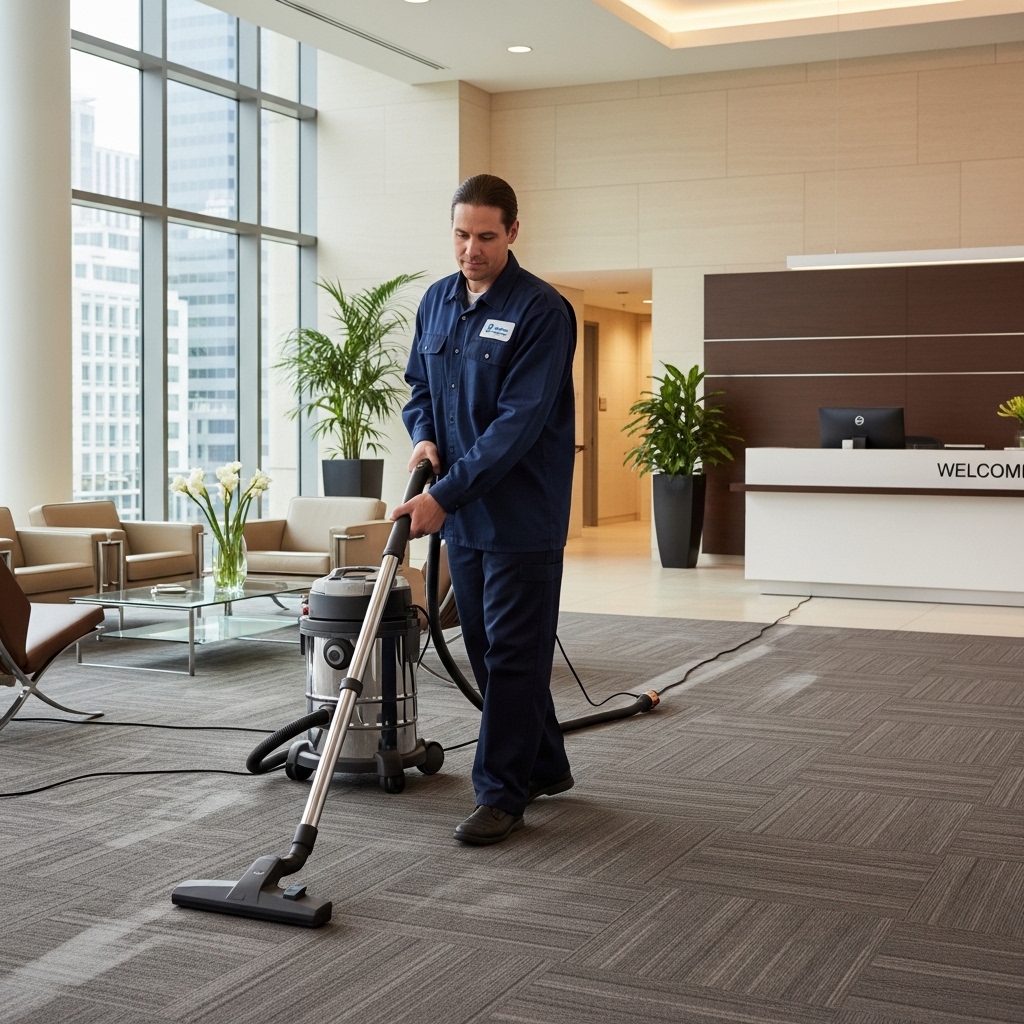 Commercial cleaning in a reception area