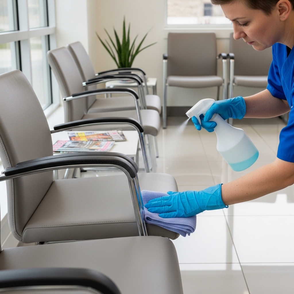 Hygiene-focused cleaning in a healthcare setting