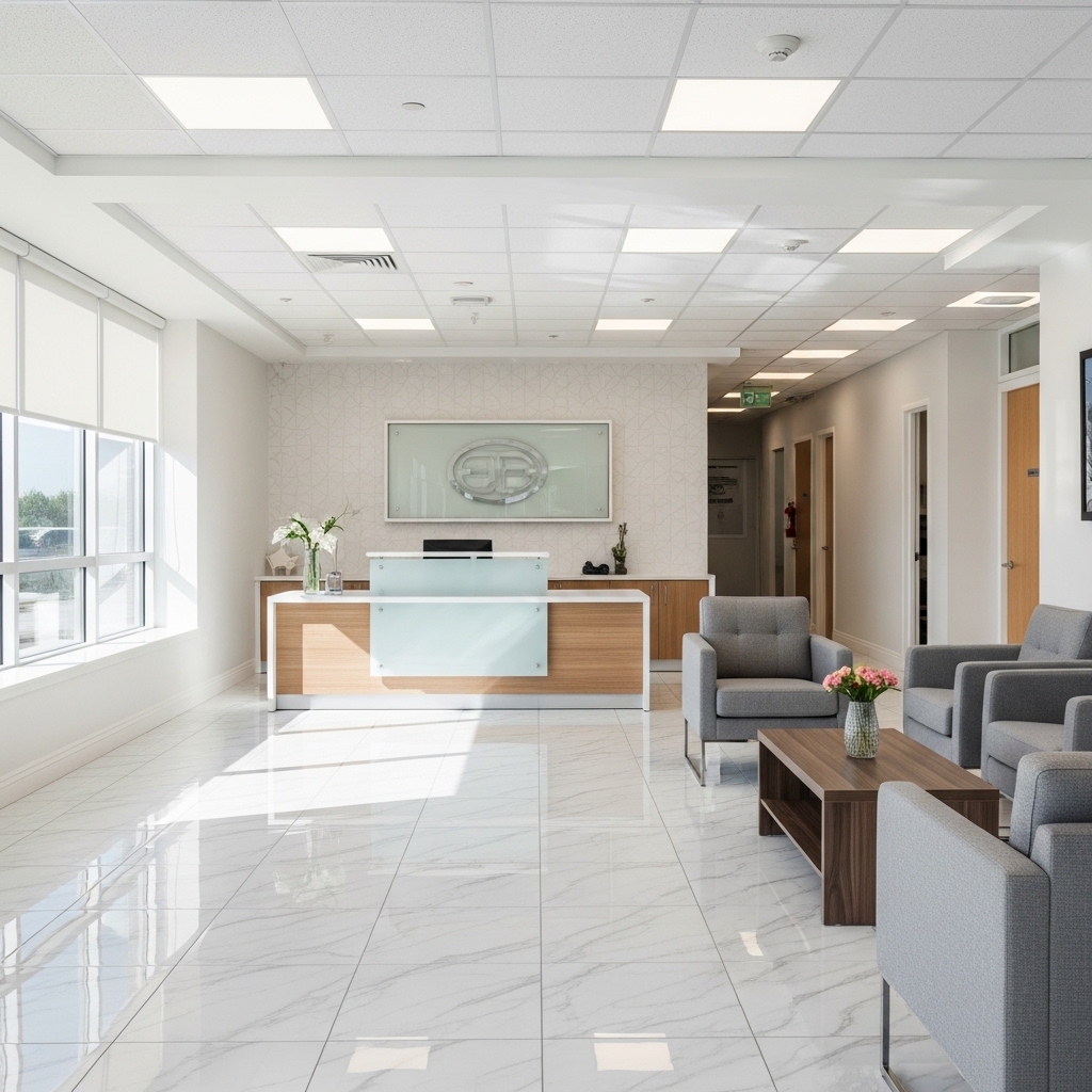 Clean and welcoming office reception in Cambridge