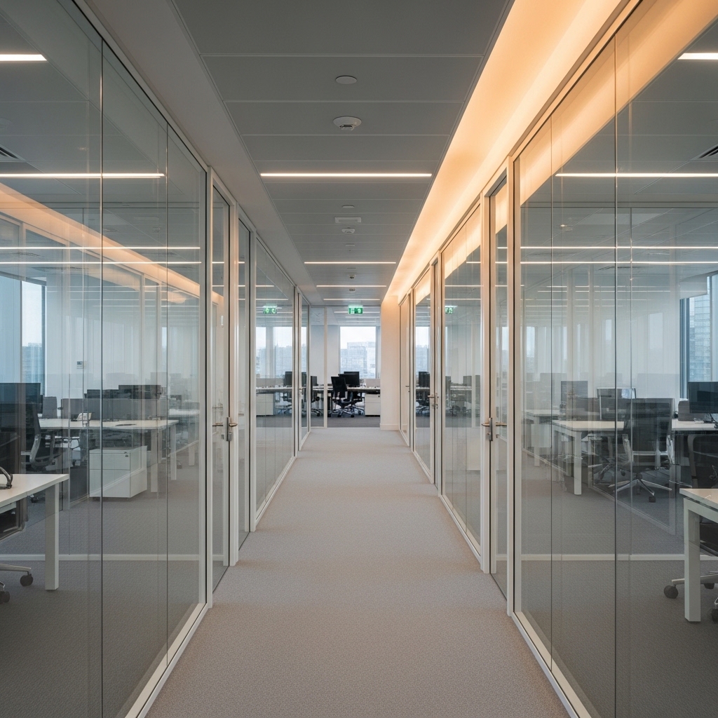 Clean commercial building corridor