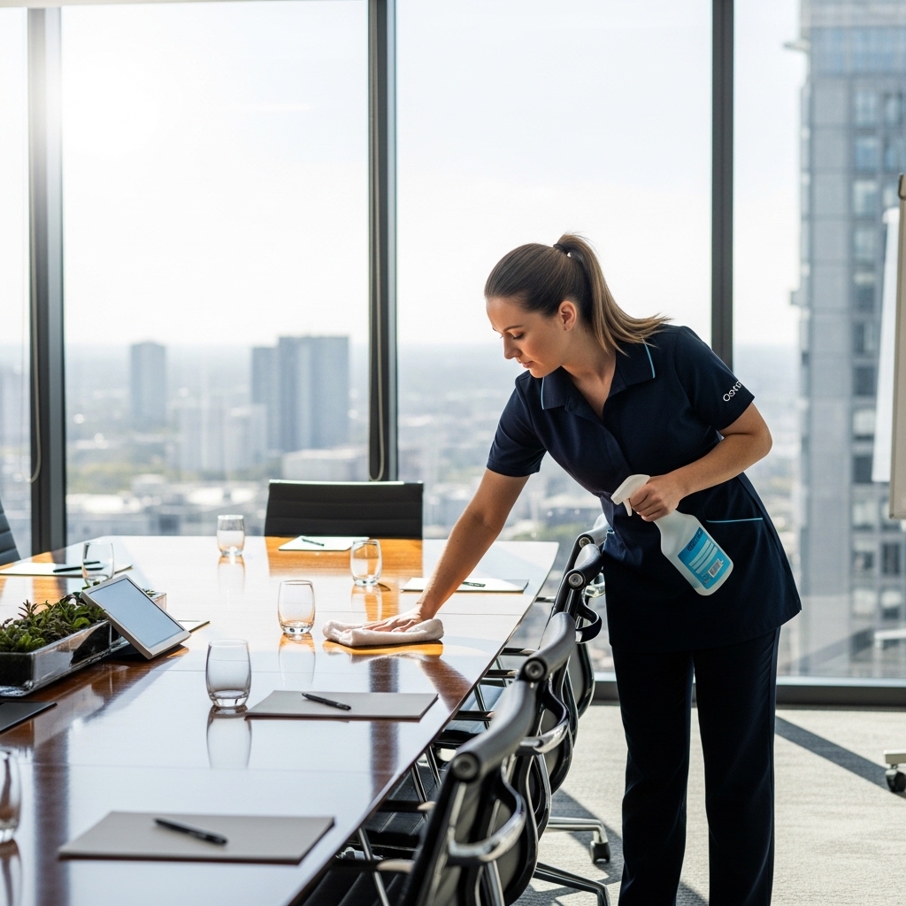 Professional commercial cleaning in a modern office