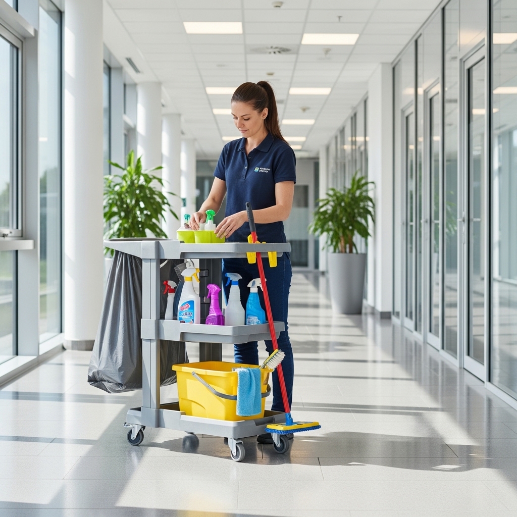 Commercial cleaner preparing equipment for a Blackpool business