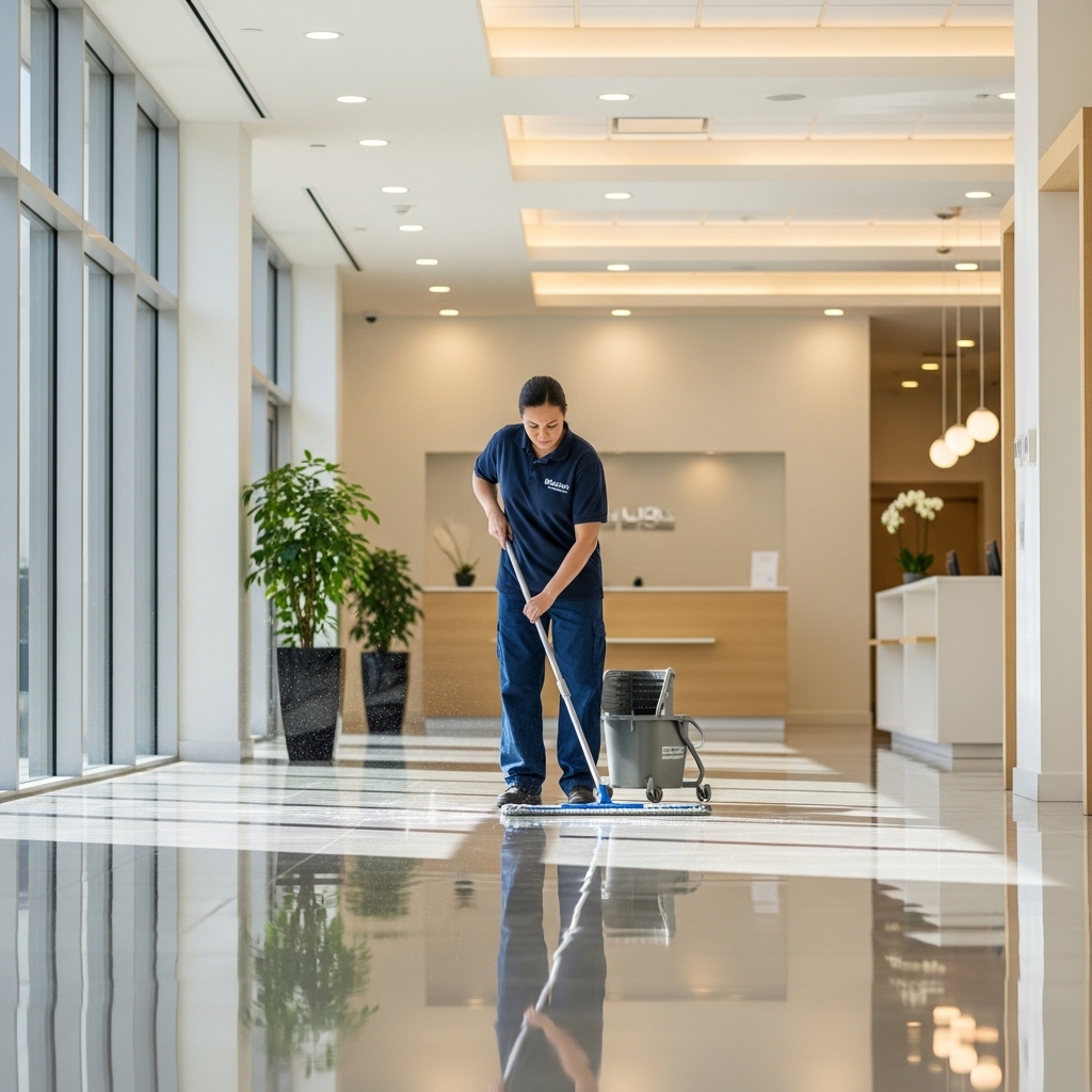 Commercial floor cleaning in a modern Southampton workplace