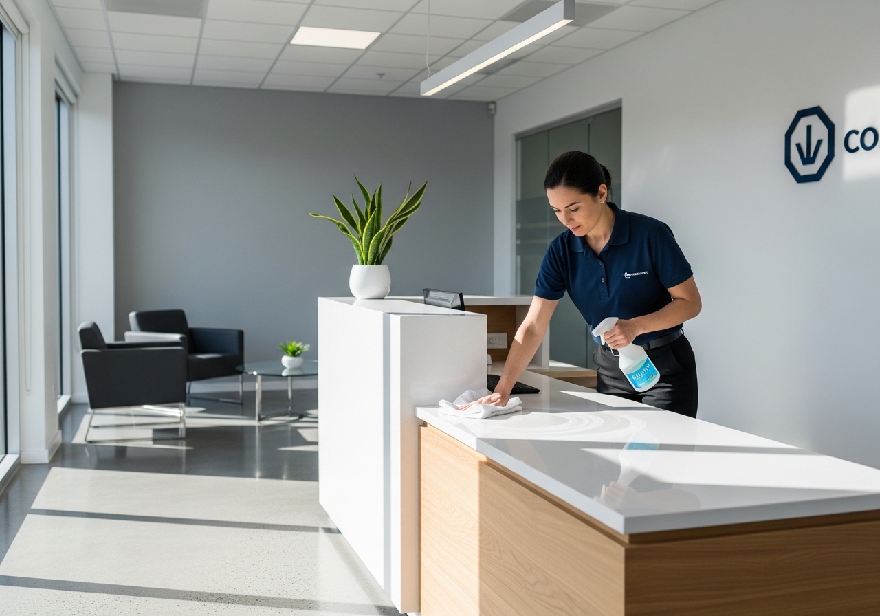 Commercial cleaning of an office reception area in Nottingham