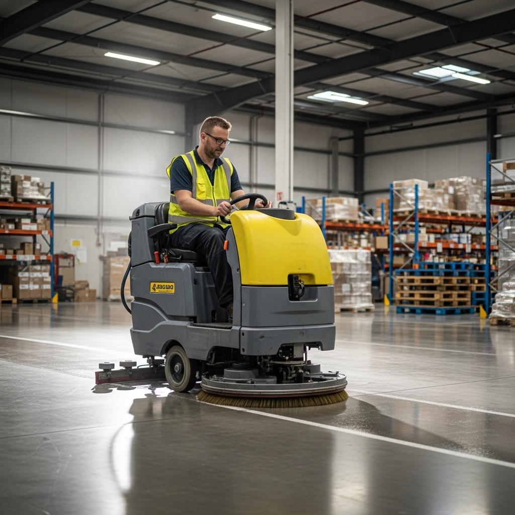 Industrial and warehouse cleaning in a commercial facility